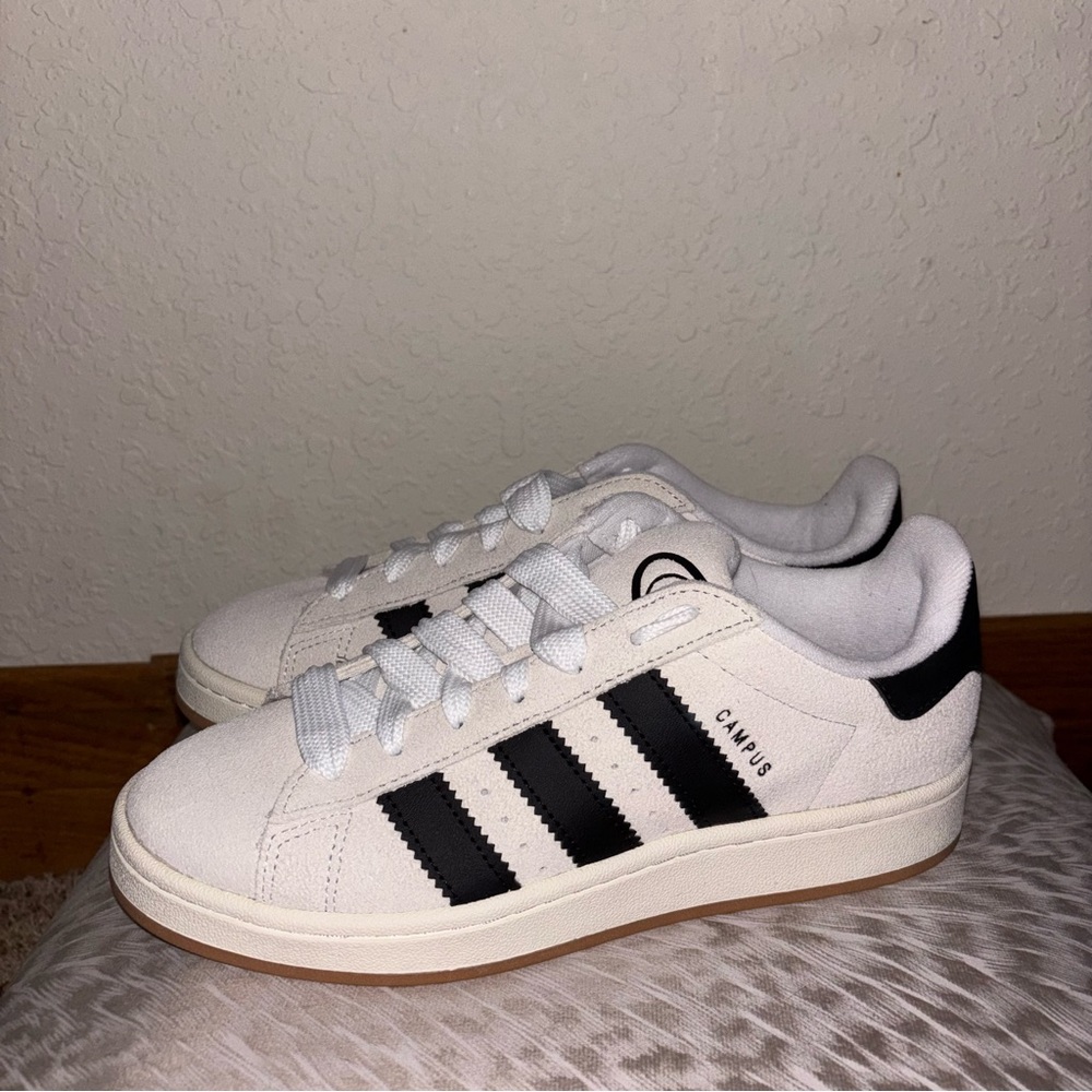 Adidas Campus White with Black Stripes Sneakers
